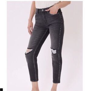 KanCan Milana High Rise Distressed Black Mom Jeans NWT